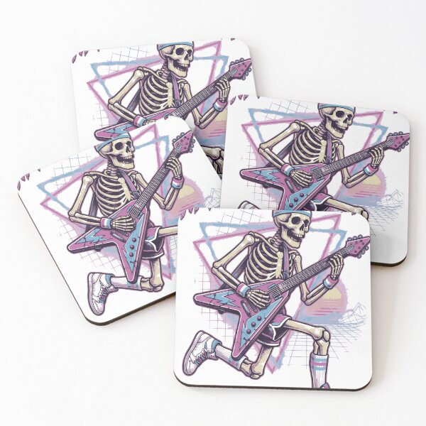 Item preview, High Tempo Cardio Skeleton Guitar Runner – Retro 80s Fitness Rock Art designed and sold by devilfronty.