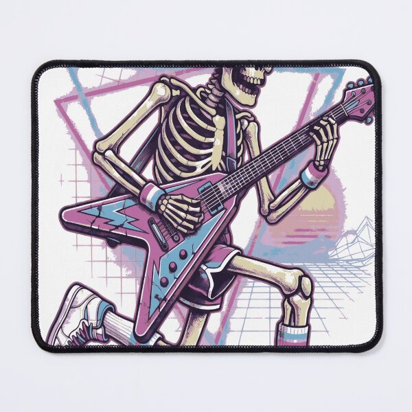 Item preview, High Tempo Cardio Skeleton Guitar Runner – Retro 80s Fitness Rock Art designed and sold by devilfronty.