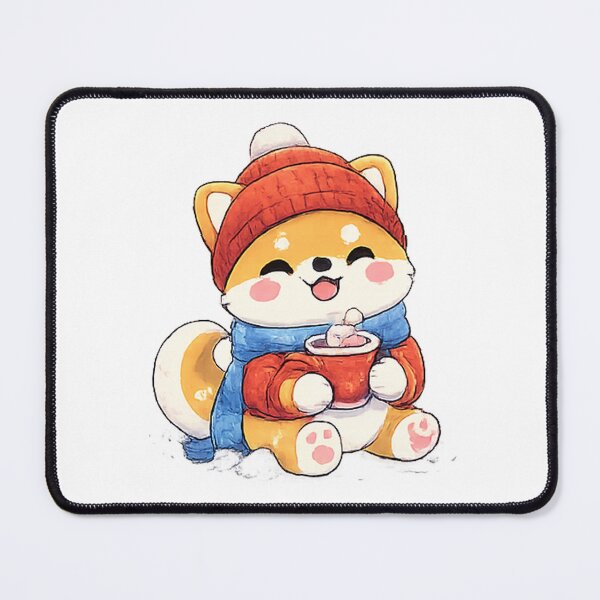 Item preview, Kawaii Shiba Inu in winter – Hot cocoa & snowflakes designed and sold by Kallandra.