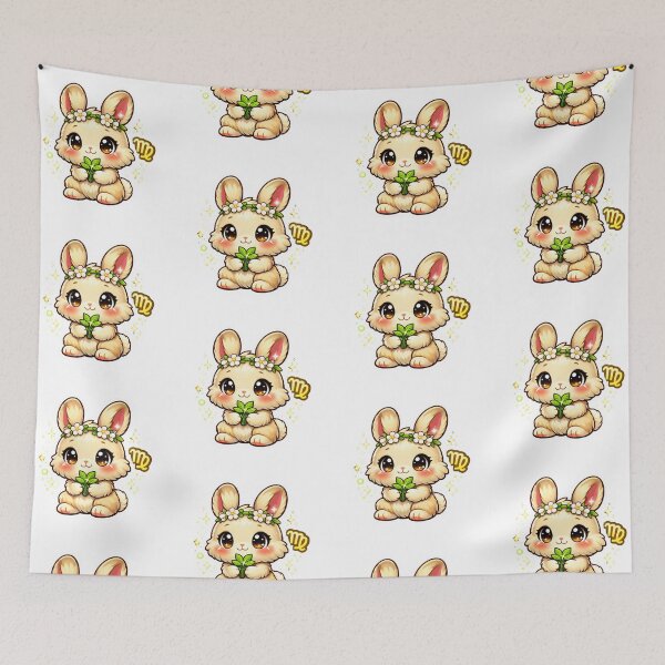 Item preview, Cute Kawaii Virgo Zodiac Nature Bunny designed and sold by Silentbow.