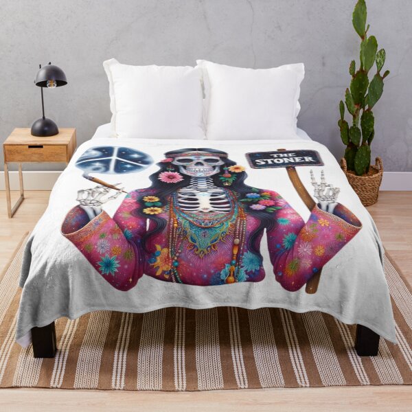 Item preview, Hippie Skeleton Stoner Art – Psychedelic Skull Peace Sign Illustration designed and sold by Lulunza.