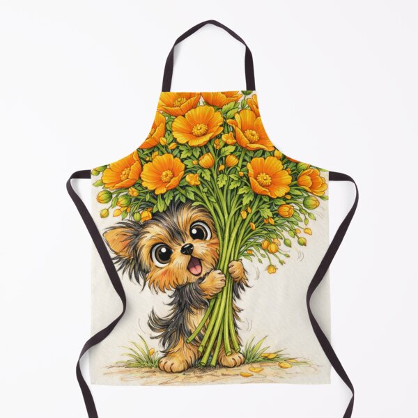 Item preview, Cute Yorkie with California Poppies – Sunny Yorkshire Terrier Art designed and sold by Darlin8888.