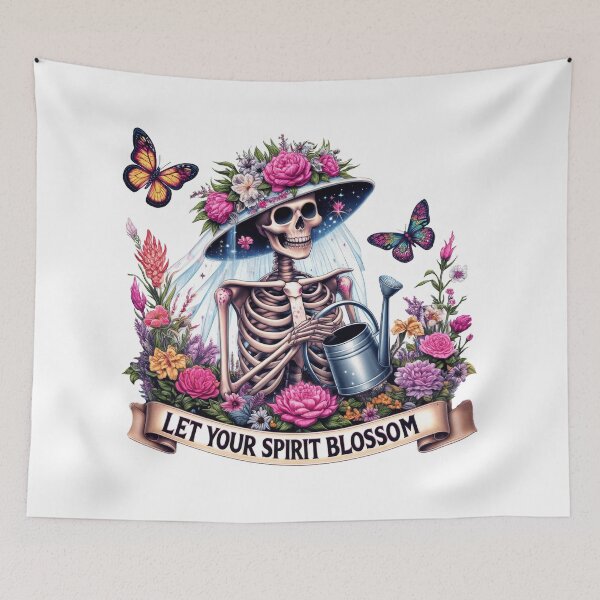 Item preview, Floral Skeleton Art – Let Your Spirit Blossom Cute Grim Illustration designed and sold by Lulunza.