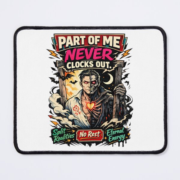 Item preview, Part of Me Never Clocks Out Living Strigoi Vampire Gothic Horror Art - Dual Identity Split Reality Graphic Design for Workaholics and Dark Folklore Fans by Vivaan Studio designed and sold by Vivaan Studio.