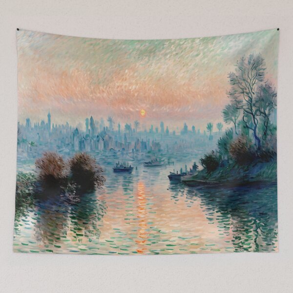 Item preview, Sunset on the Seine at Lavacourt - Tranquil Beauty and Warm Glow of a Serene Evening designed and sold by artdesignsnow.