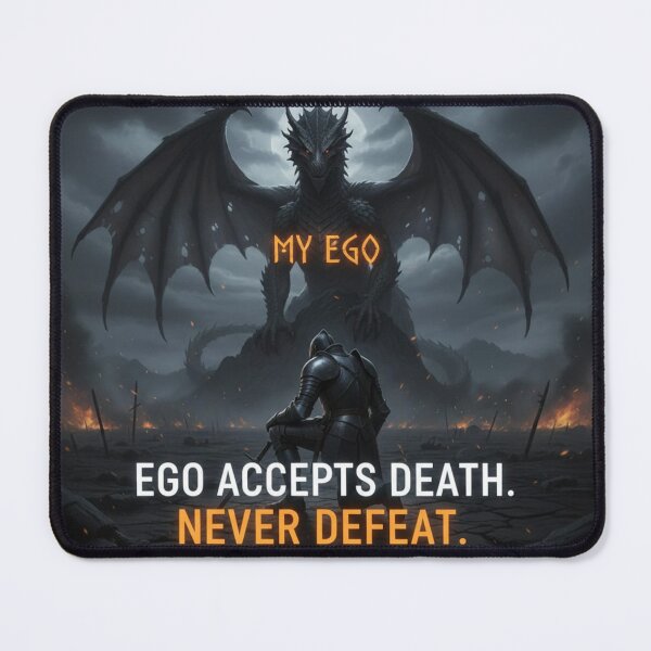 Item preview, Ego Accepts Death Never Defeat Knight and Dragon Fantasy designed and sold by Scro-Ciob-Shop.