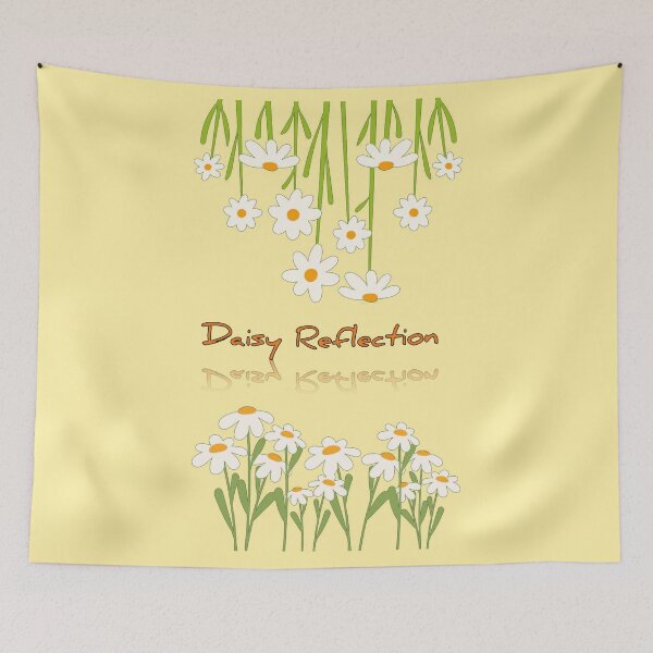 Item preview, Daisy Reflection - Hanging Daisies Minimalist Floral Art on Black Background designed and sold by Craft-Qasba .