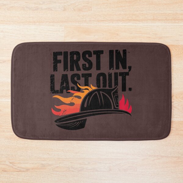 Item preview, First In Last Out – Firefighter Helmet Flame Graphic Tee, Fire Department Shirt designed and sold by HubCreates.