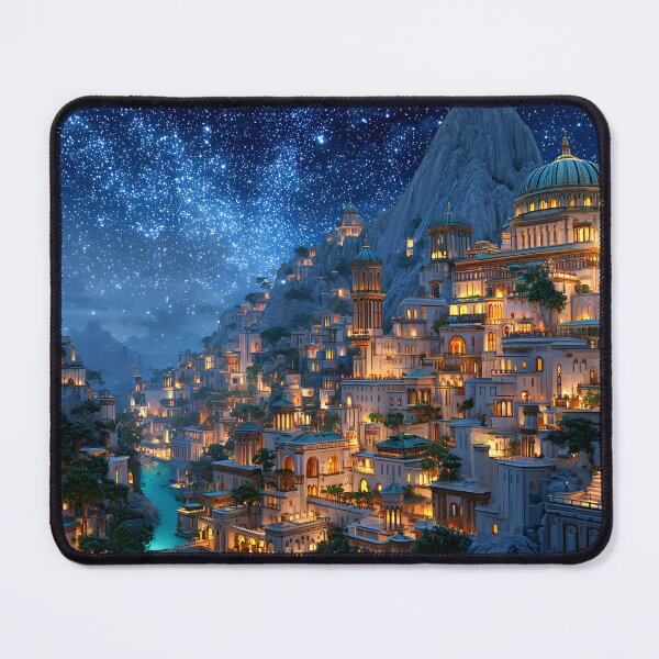 Item preview, Illuminated Mystical City Under Starry Night Sky designed and sold by Artessie.