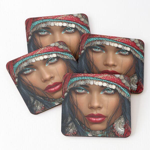 Item preview, Stunning Portrait of a Veiled Woman in Red Attire designed and sold by Artessie.