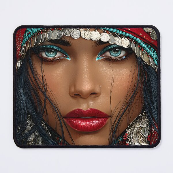Item preview, Stunning Portrait of a Veiled Woman in Red Attire designed and sold by Artessie.