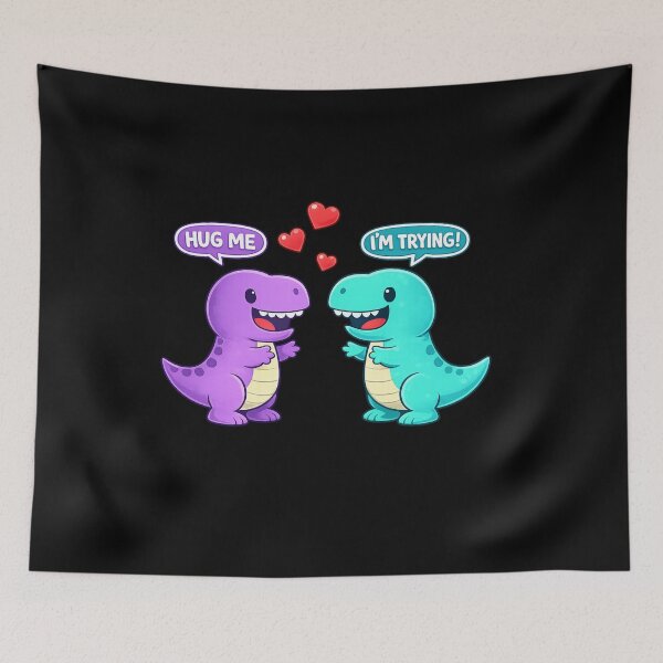 Item preview, Hug Me I'm Trying T-Rex Valentines Day Cute Kawaii Dinosaur designed and sold by faridman.