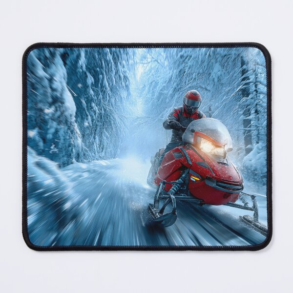 Item preview, Dynamic Snowmobiler Racing Through Snowy Landscape designed and sold by Artessie.