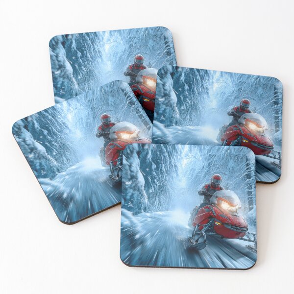 Item preview, Dynamic Snowmobiler Racing Through Snowy Landscape designed and sold by Artessie.