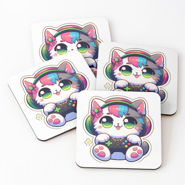 Item preview, Kawaii Gamer Kitten - Anime Style with Headphones and Controller designed and sold by Light & Canvas.