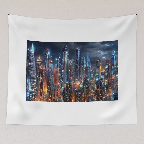 Item preview, Stunning Night Cityscape with Bright Skyscrapers designed and sold by Artessie.