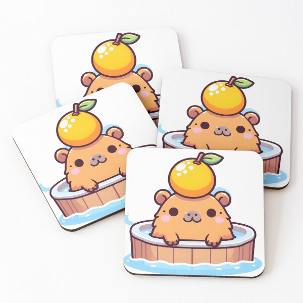 Item preview, Kawaii Capybara in Japanese Hot Springs with Orange designed and sold by Light & Canvas.