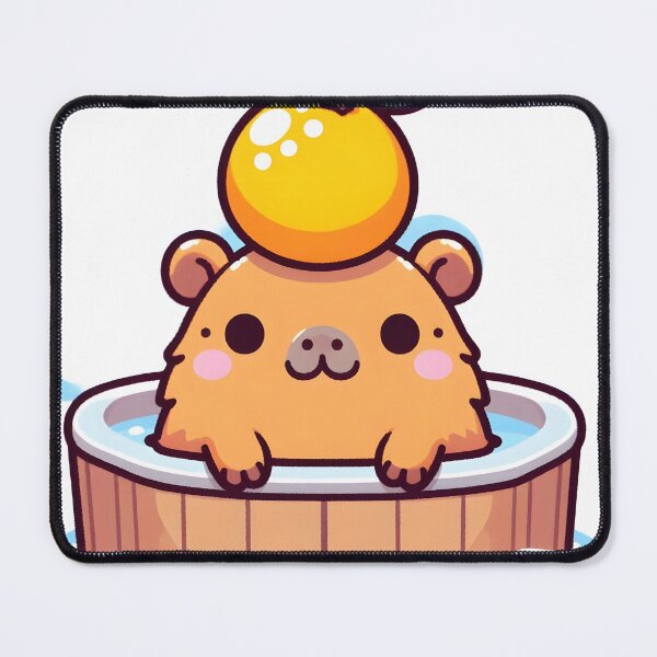Item preview, Kawaii Capybara in Japanese Hot Springs with Orange designed and sold by Light & Canvas.