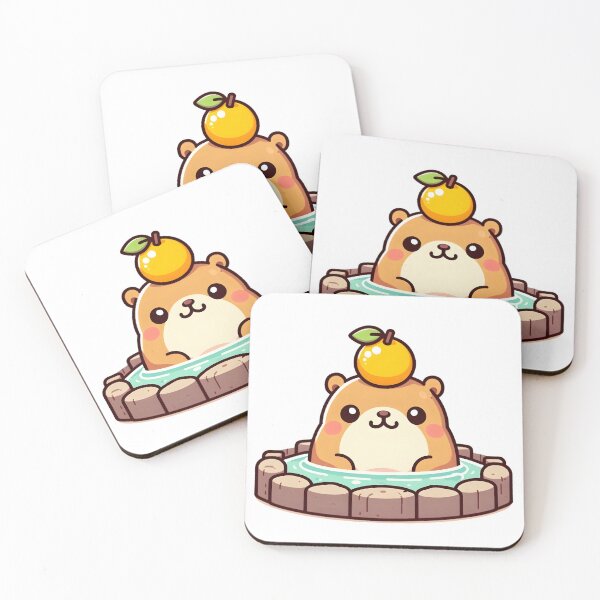 Item preview, Kawaii Hamster in Japanese Hot Springs with Orange designed and sold by Light & Canvas.