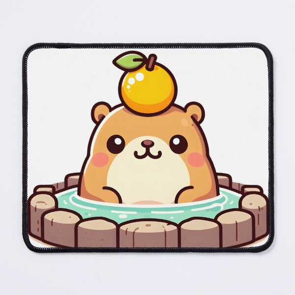 Item preview, Kawaii Hamster in Japanese Hot Springs with Orange designed and sold by Light & Canvas.
