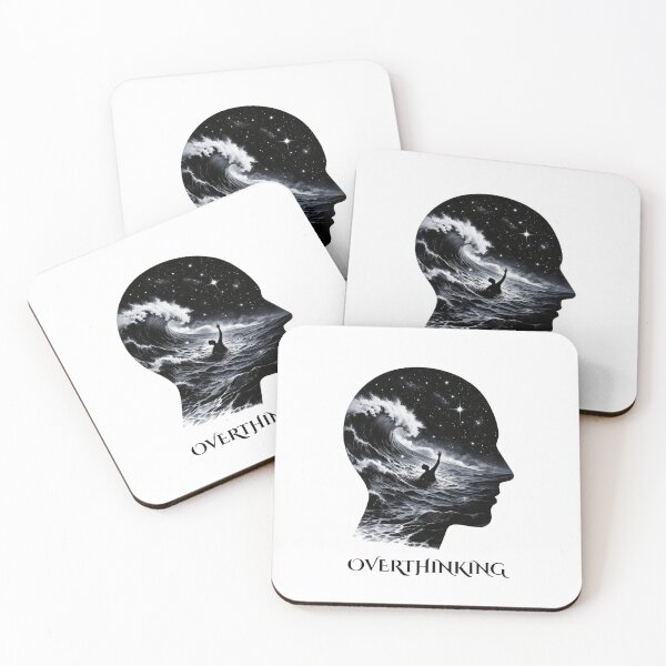 Item preview, Overthinking Head with Waves & Stars | Anxiety Surreal Artwork designed and sold by stylishdzign.