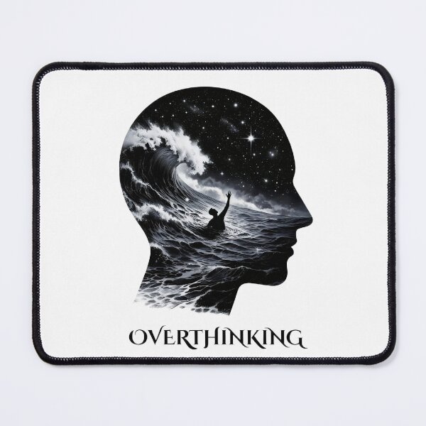 Item preview, Overthinking Head with Waves & Stars | Anxiety Surreal Artwork designed and sold by stylishdzign.