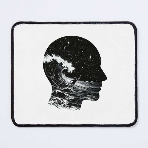 Item preview, Overthinker Silhouette Ocean Storm Brain Art - Mental Health designed and sold by stylishdzign.