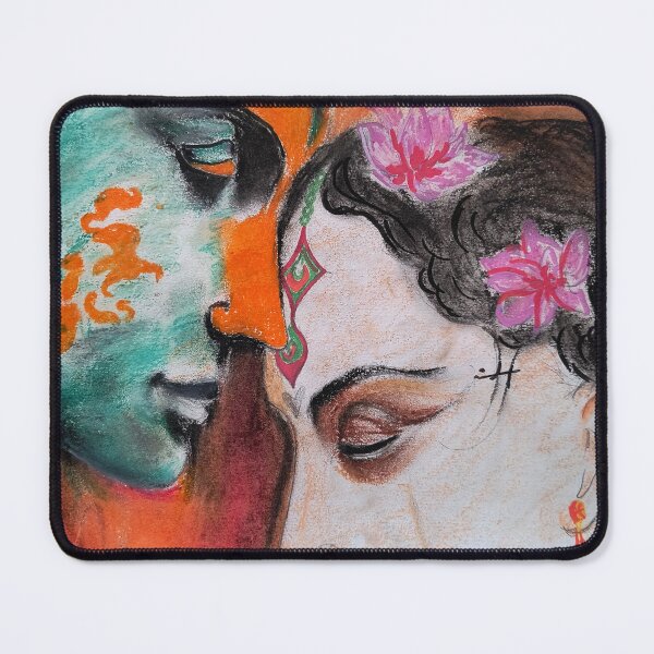 Item preview, Hand-Drawn Radha Krishna Spiritual Portrait Art designed and sold by PratikJoshi.