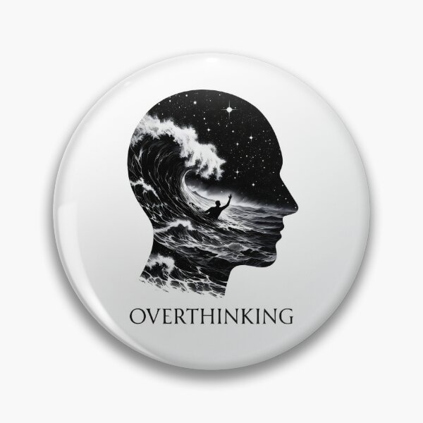 Item preview, Overthinking Head with Waves & Stars | Anxiety Surreal Artwork designed and sold by stylishdzign.