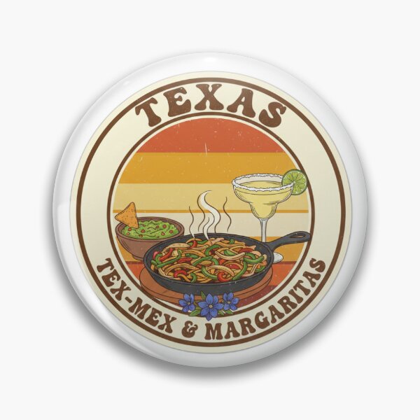 Item preview, Texas Tex-Mex & Margaritas Vintage Badge - Retro Sizzling Fajitas Art designed and sold by TexasFirst.