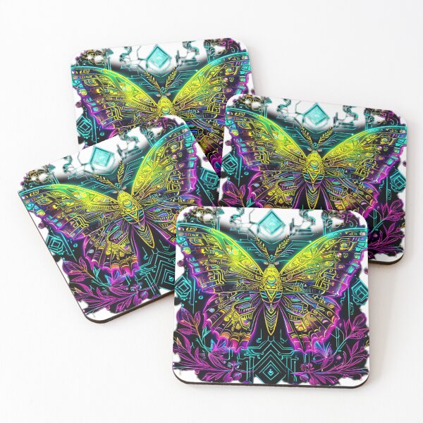 Item preview, Retro Cyberpunk Butterfly with Neon Lines – Futuristic Animal Art designed and sold by Naturalite19.