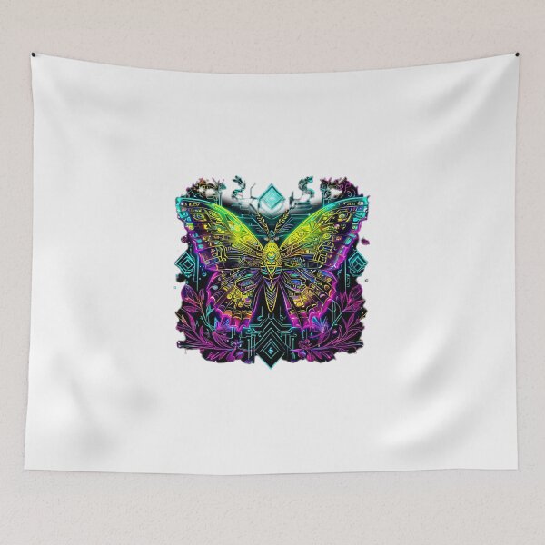 Item preview, Retro Cyberpunk Butterfly with Neon Lines – Futuristic Animal Art designed and sold by Naturalite19.