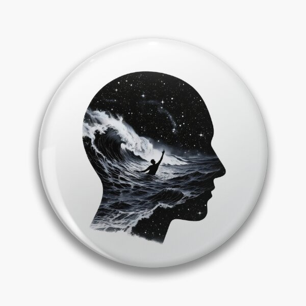Item preview, Overthinker Silhouette Ocean Storm Brain Art - Mental Health  designed and sold by stylishdzign.