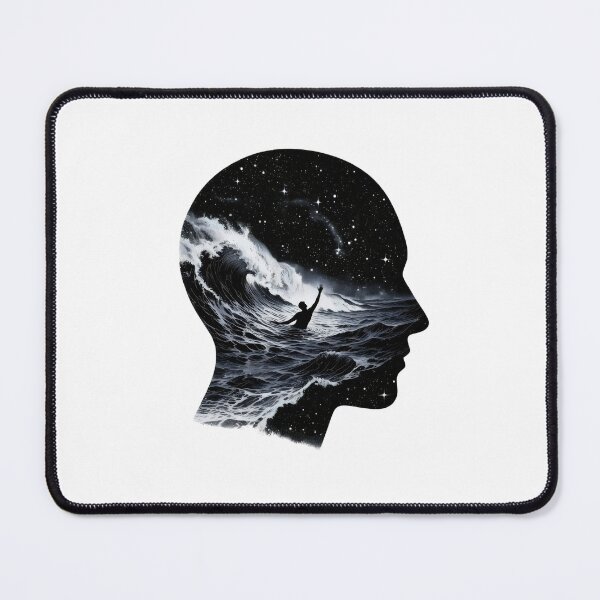 Item preview, Overthinker Silhouette Ocean Storm Brain Art - Mental Health designed and sold by stylishdzign.