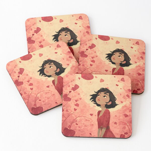 Item preview, Dreamy Valentine Girl in Red Dress with Heart Leaves designed and sold by daila70.