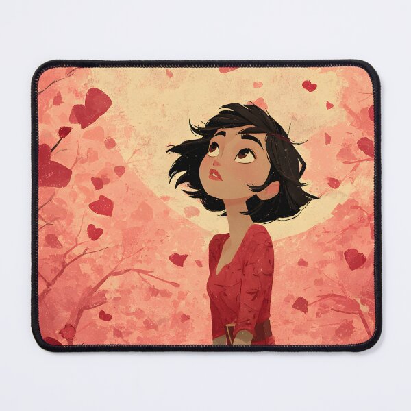 Item preview, Dreamy Valentine Girl in Red Dress with Heart Leaves designed and sold by daila70.