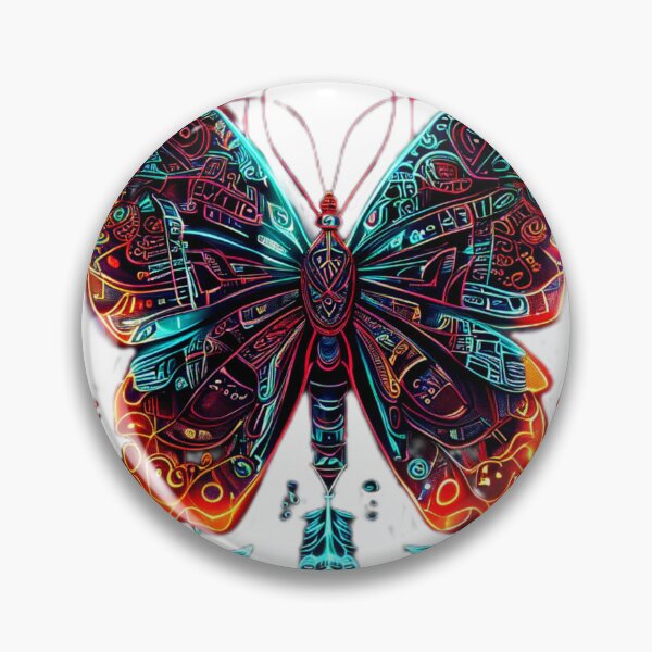 Item preview, Neon Cyberpunk Butterfly in Orange and Red with Futuristic Flowers designed and sold by Naturalite19.