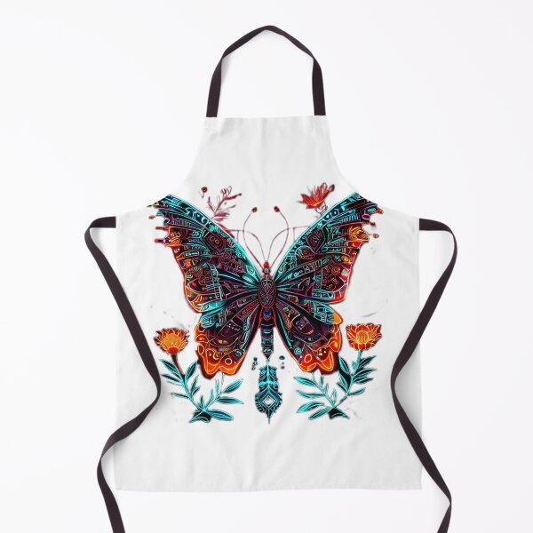 Item preview, Neon Cyberpunk Butterfly in Orange and Red with Futuristic Flowers designed and sold by Naturalite19.