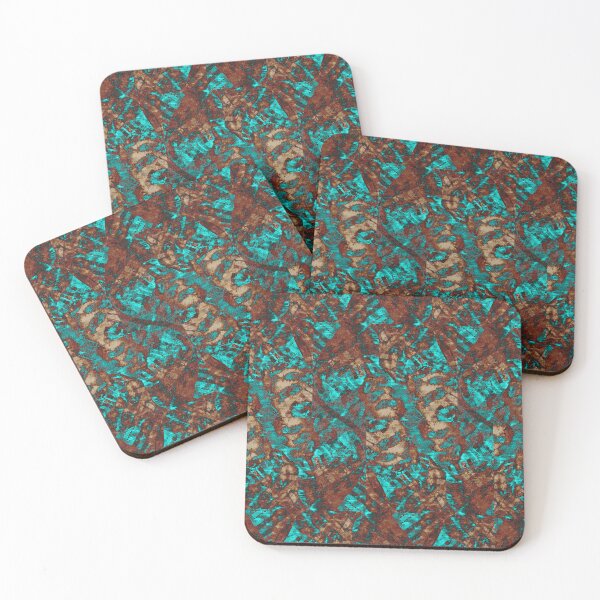 Item preview, Abstract Grunge Scratch Textures Turquoise Rust Brown Tan designed and sold by jocelynsart.