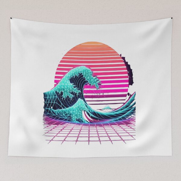 Item preview, Vaporwave Great Wave - Retro 80s Japanese Aesthetic designed and sold by RetroRascalStudio.