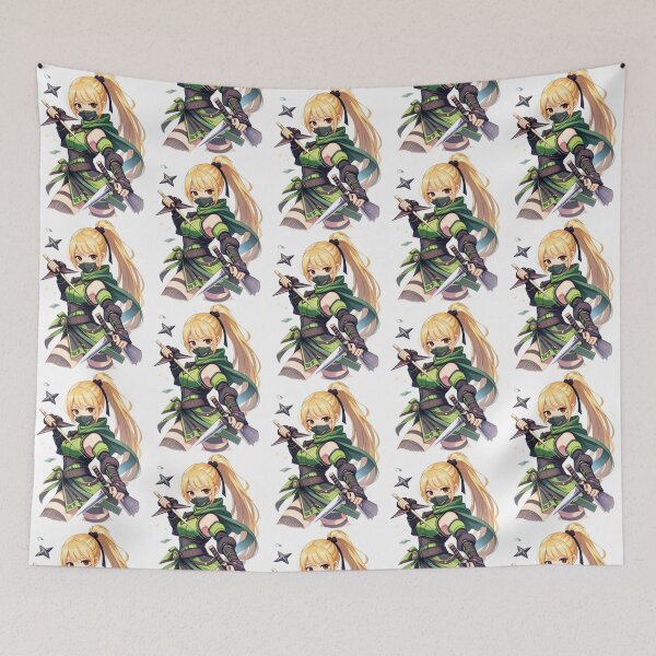 Item preview, Anime Warrior in Green – Samurai Armor with Spear (Watercolor Illustration) designed and sold by Kallandra.