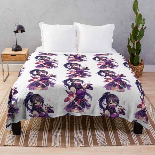 Item preview, Anime warrior in purple – samurai armor with spear (watercolor illustration) designed and sold by Kallandra.