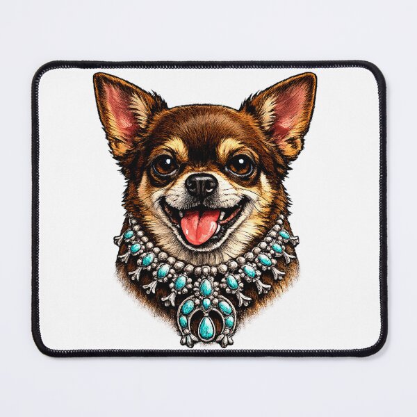 Item preview, Chihuahua portrait with squash blossom accent designed and sold by NativeGraffix.