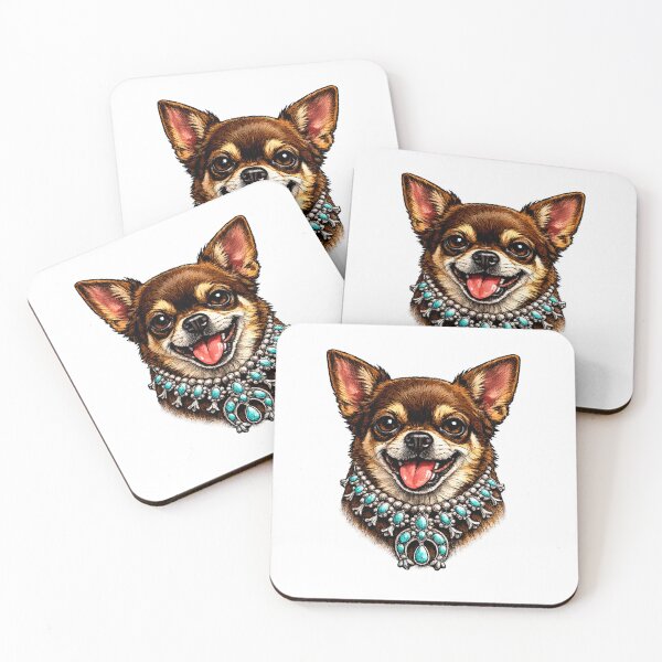 Item preview, Chihuahua portrait with squash blossom accent designed and sold by NativeGraffix.