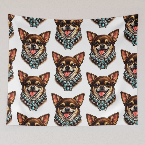 Item preview, Chihuahua portrait with squash blossom accent designed and sold by NativeGraffix.