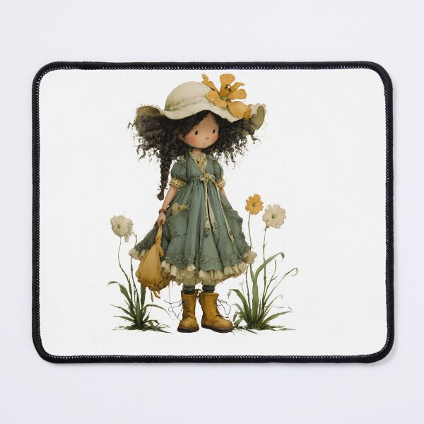 Item preview, Cottagecore Vintage Girl with Floral Hat – Romantic Whimsical Design designed and sold by daila70.