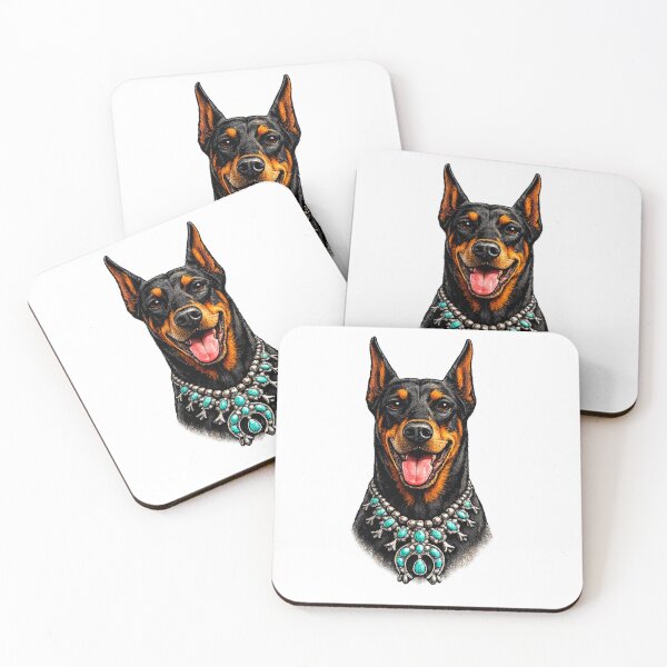 Item preview, Doberman portrait with squash blossom necklace  designed and sold by NativeGraffix.
