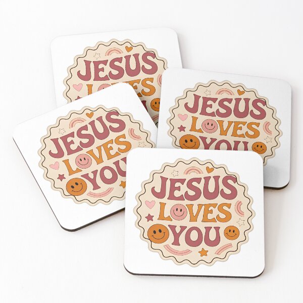 Item preview, Jesus Loves You Retro 70s Smiley Face Sticker designed and sold by TJprint.