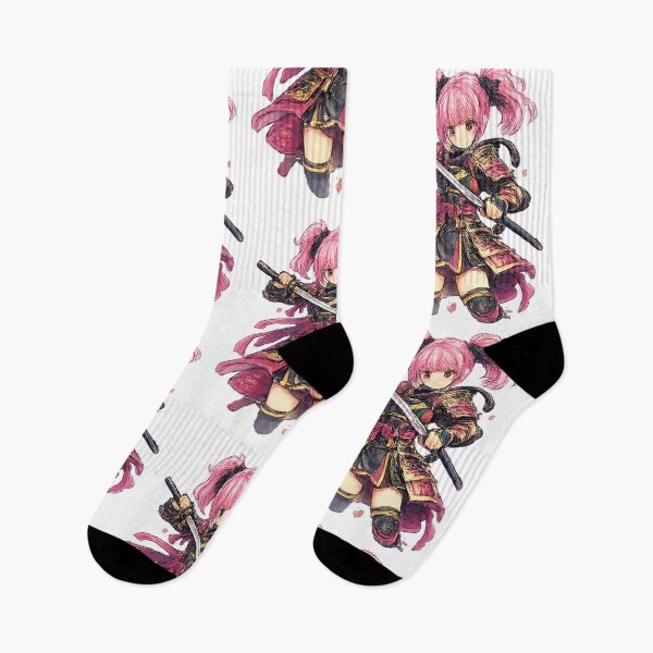 Item preview, Anime Samurai Warrior in Pink – Katana & Armor (Watercolor Style) designed and sold by Kallandra.
