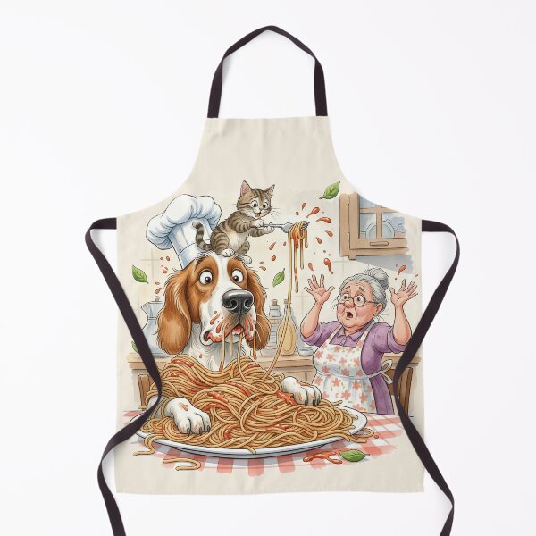 Item preview, Spaghetti Disaster – Funny Dog Cat Kitchen Illustration designed and sold by Y-MOONSTAR.